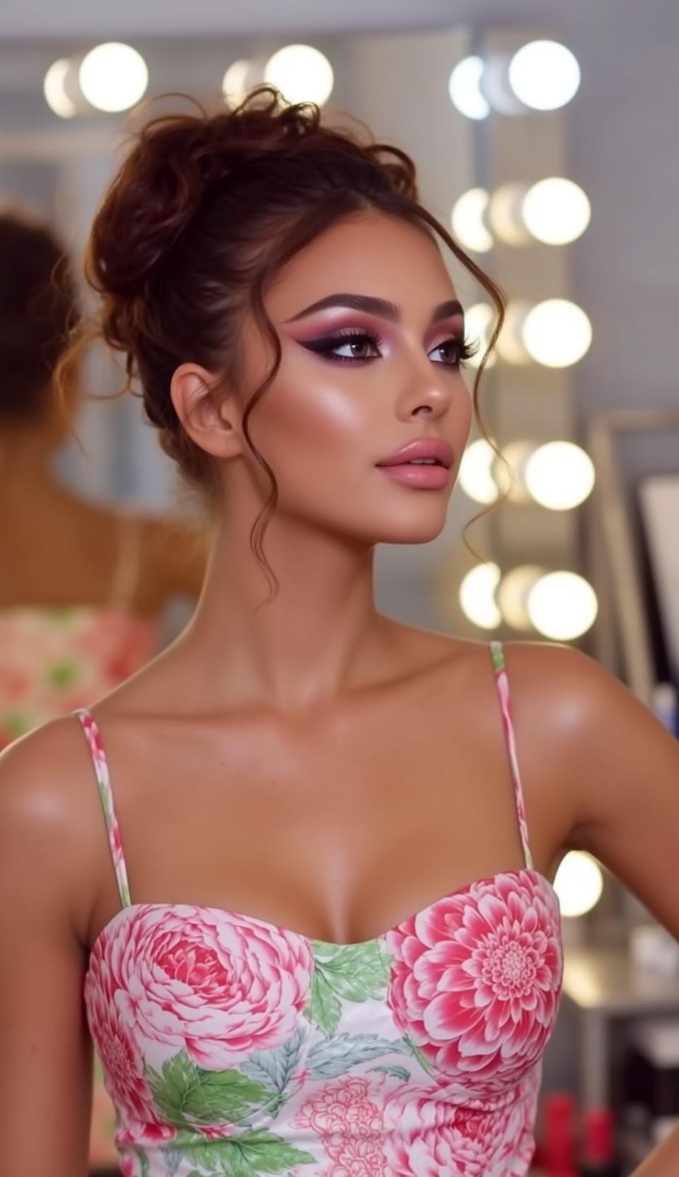 Floral Bustier Studio Portrait Vanity Lights