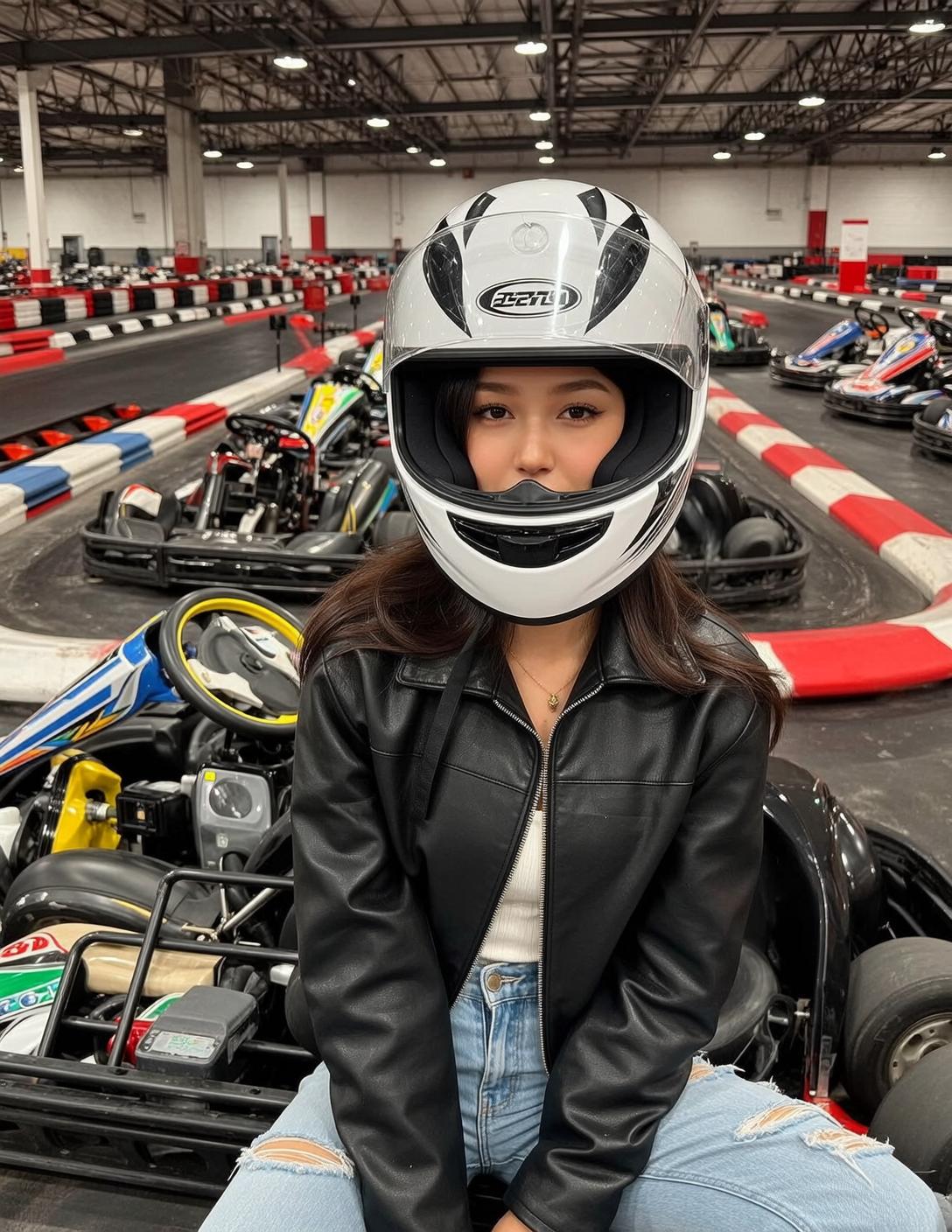 Explore Seated Go-kart Facing Neutral Her Gaze