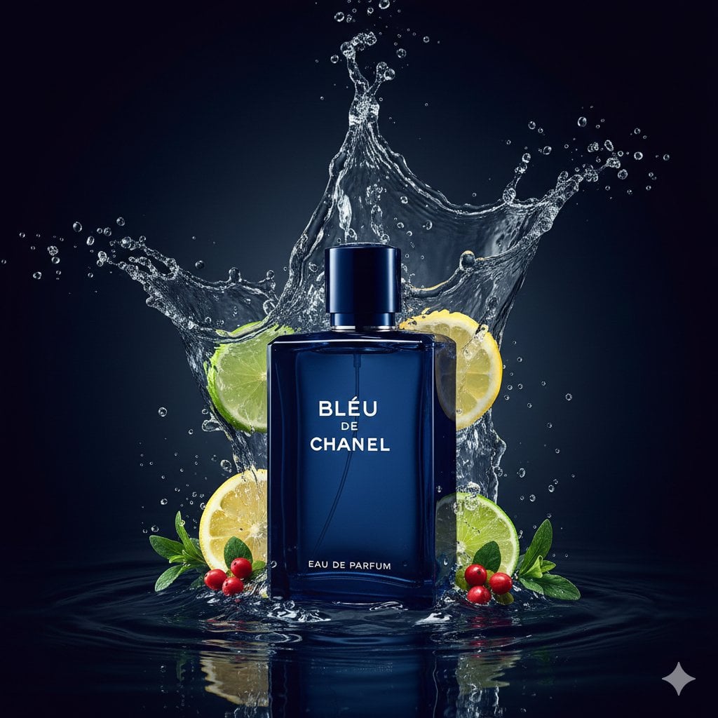 Forest Green Perfume On Stone Platform