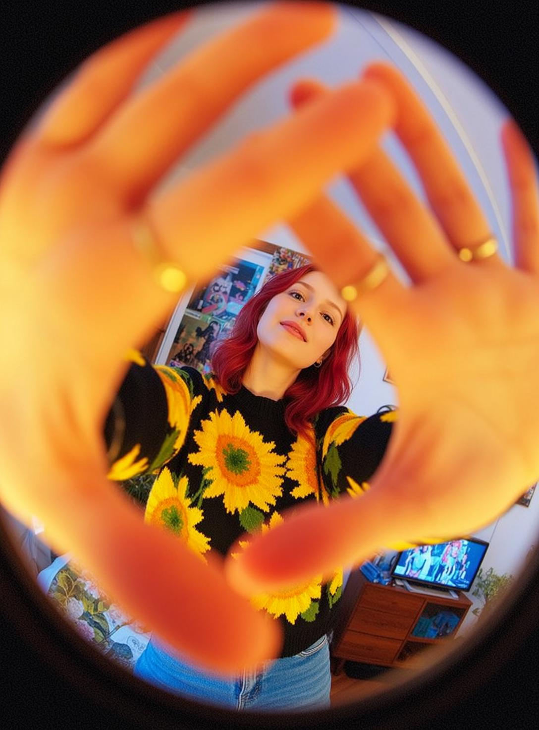 Sunflower Sweater Bedroom Portrait