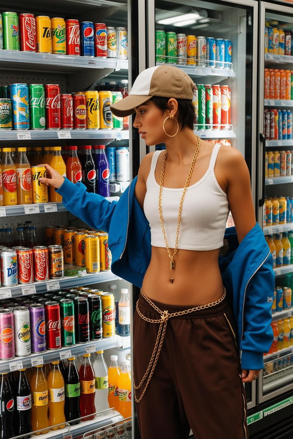 Explore Stands Brightly Lit Convenience Store Aisle