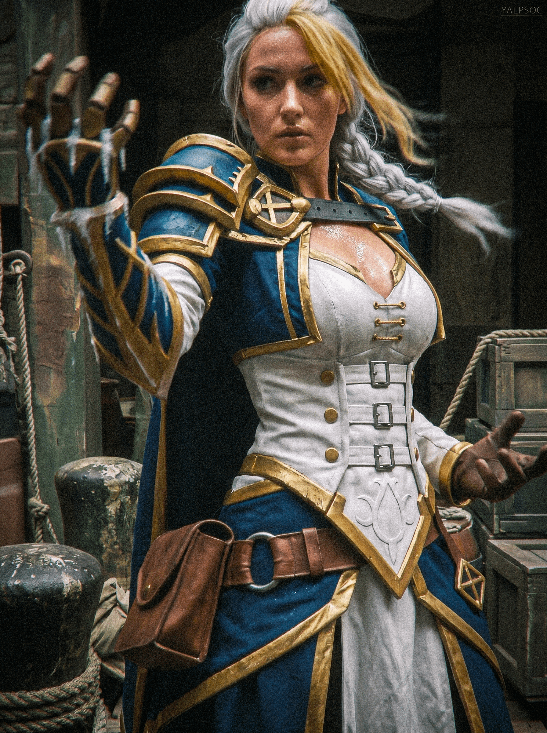 Intricate Fantasy Armor Featuring White Corset Bodice In Waist