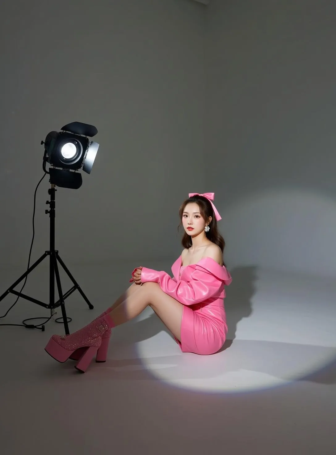 Pink Off Shoulder Studio White Floor
