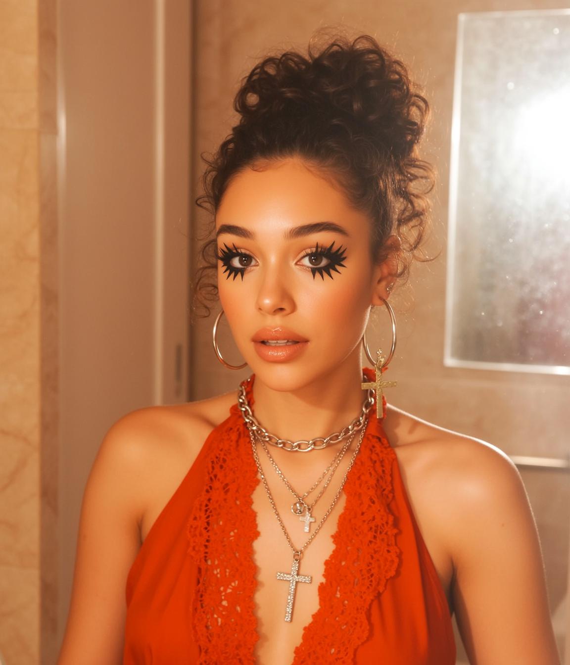 Orange Halter Cross Necklace Portrait