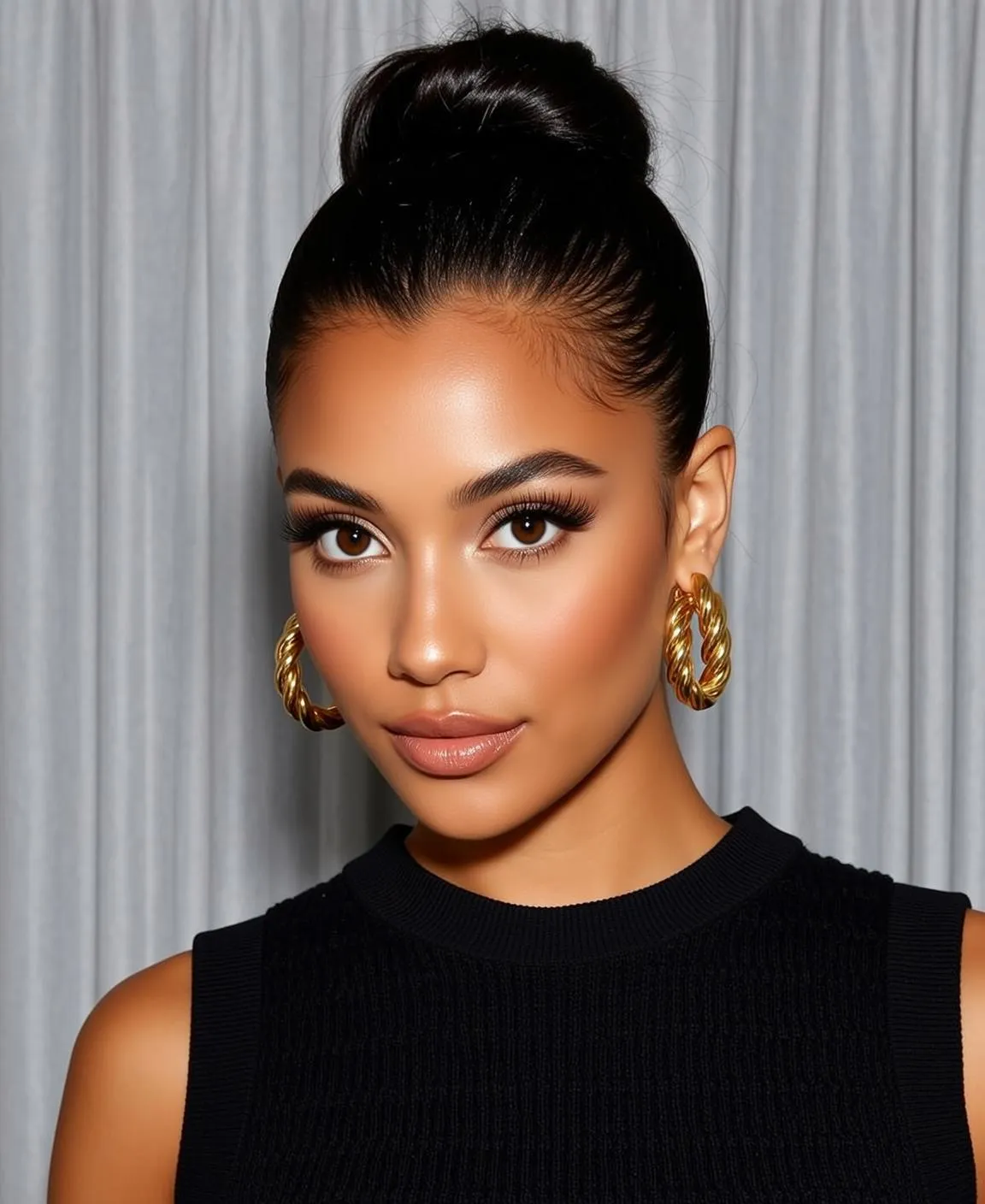 Hair Salon Young Black Pulled Bun Medium