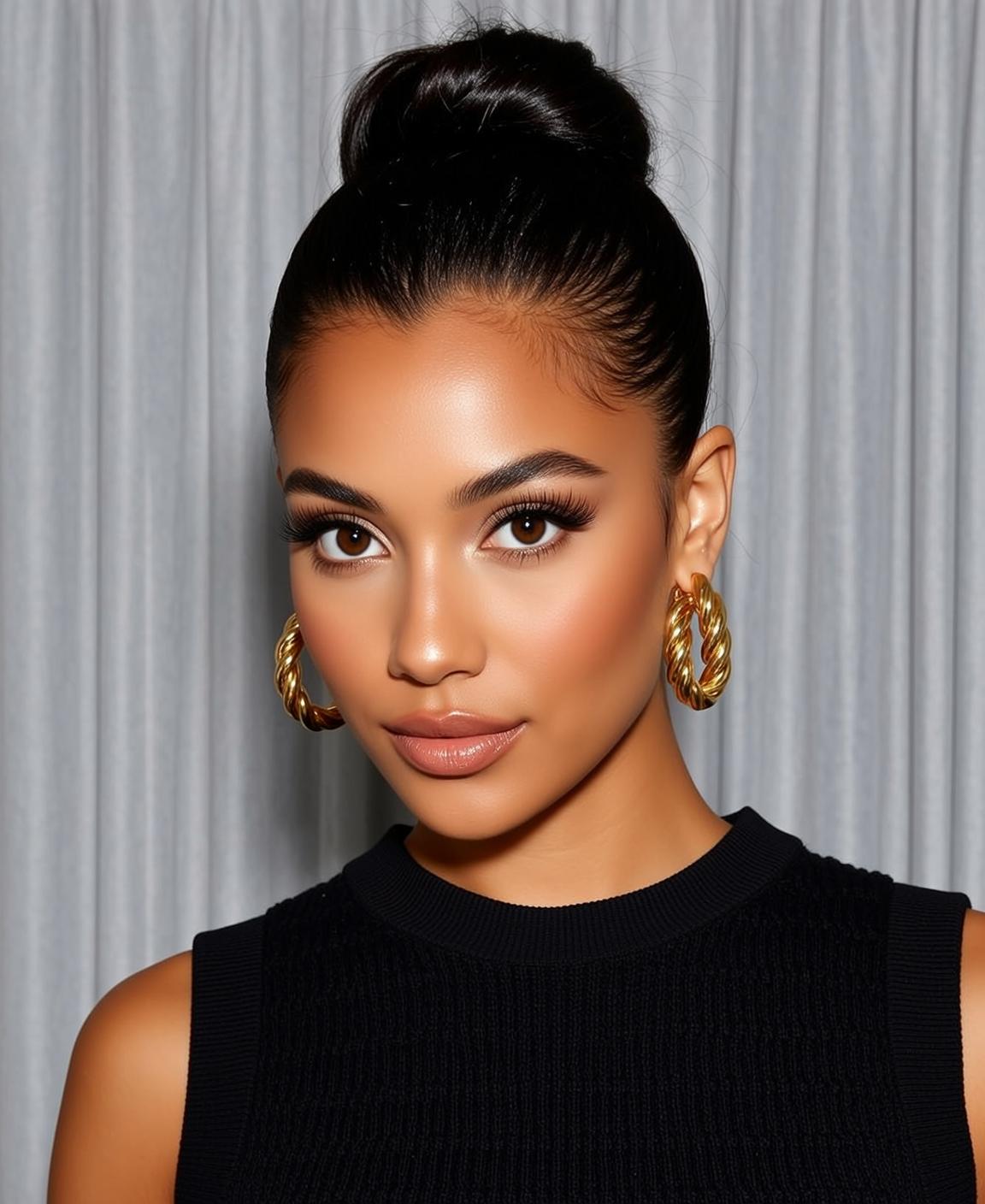 Hair Salon Young Black Pulled Bun Medium