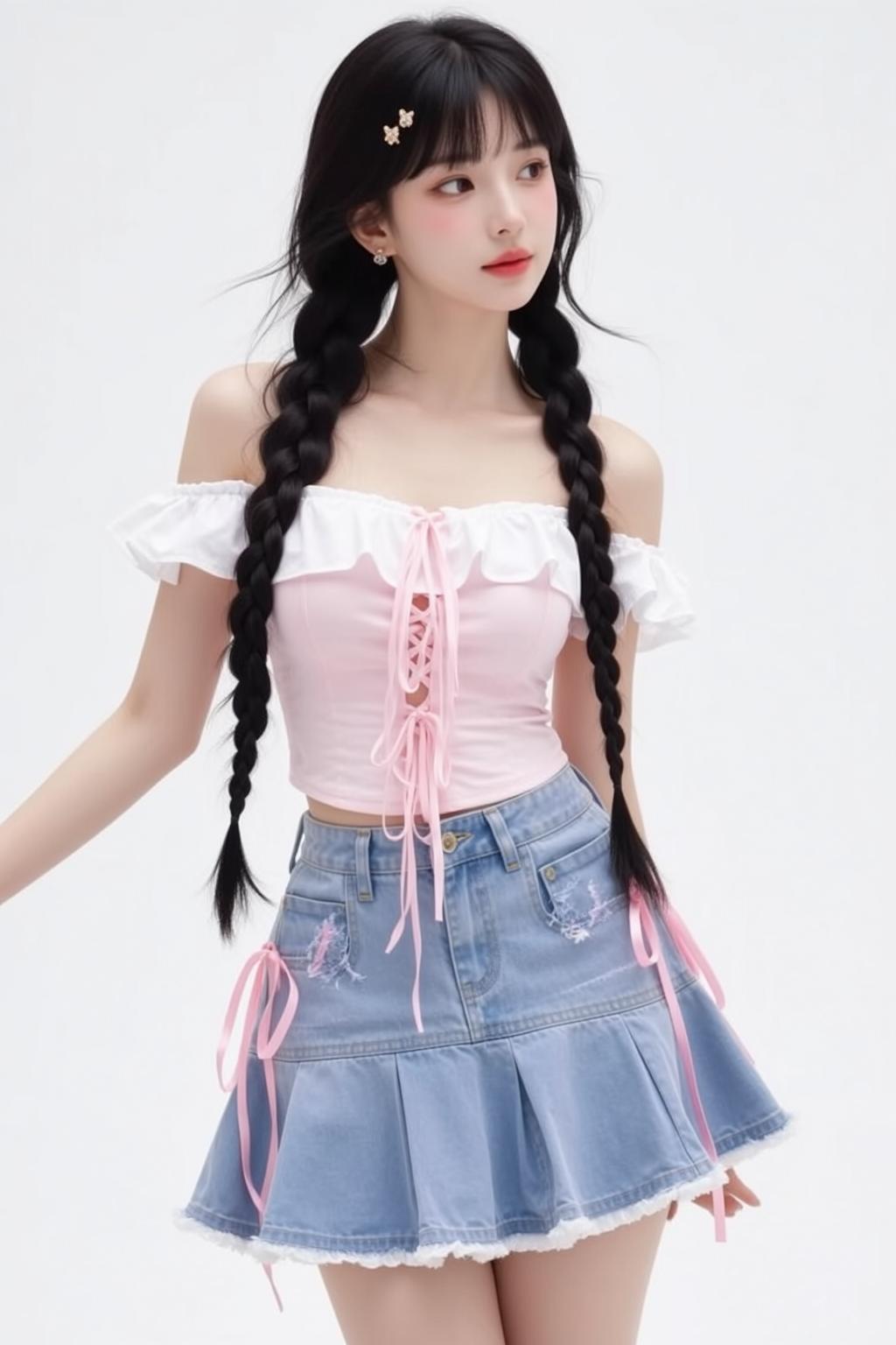 Coquettecore Young Stands Her Body Angled Slightly