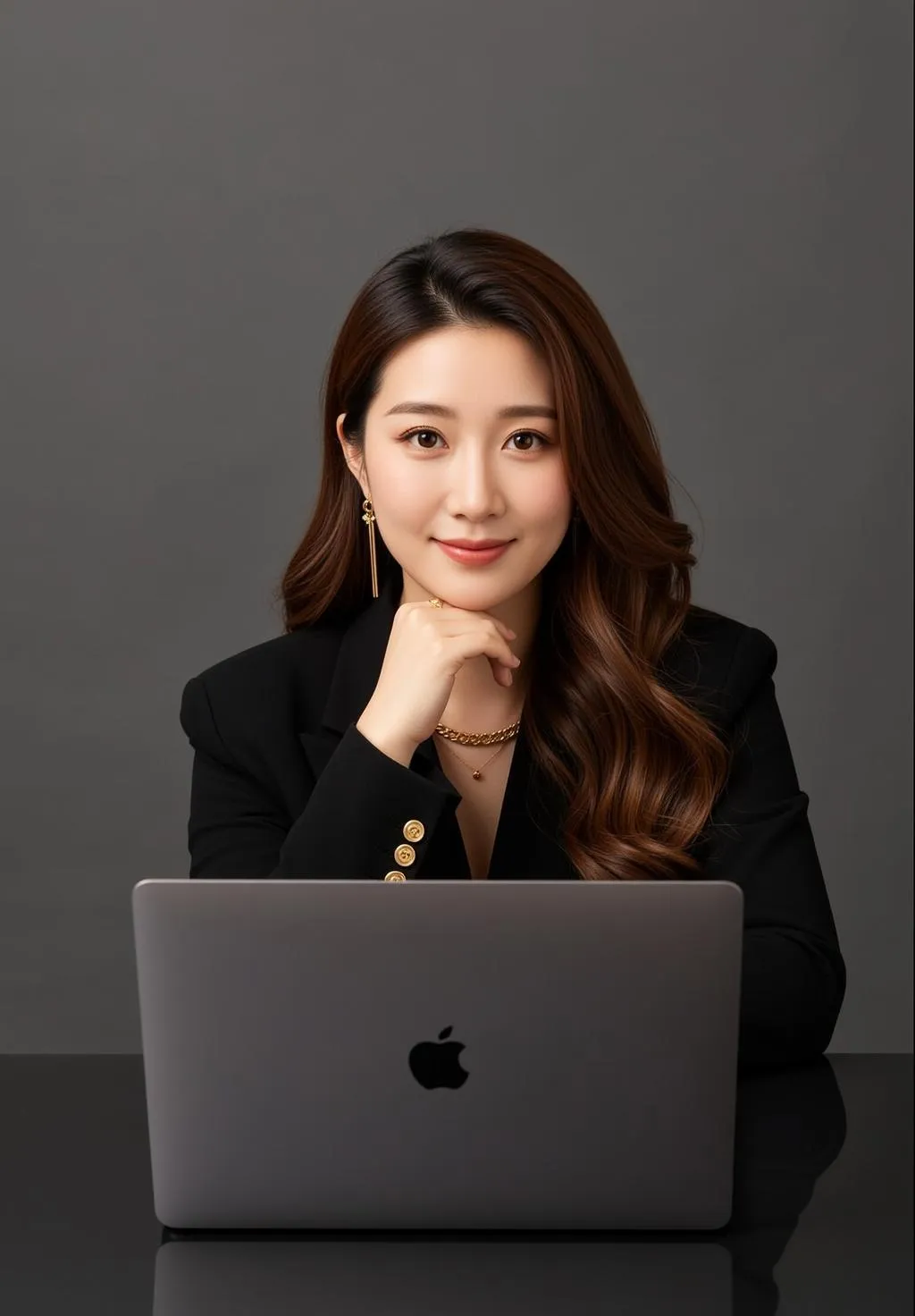 Earrings Necklace And Rings In Blazer Portrait