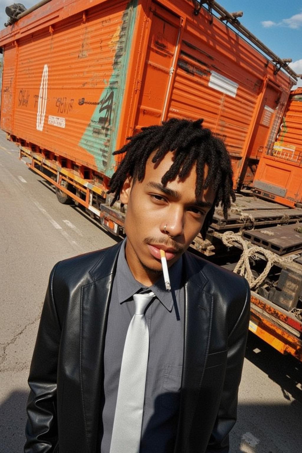 Fisheye Young Black Dreadlocks Light Brown Grey