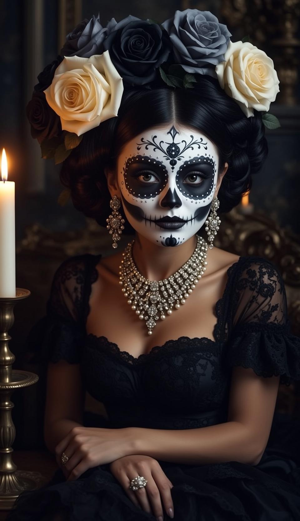 Halloween Makeup Seated Arms Crossed Neutral Direct
