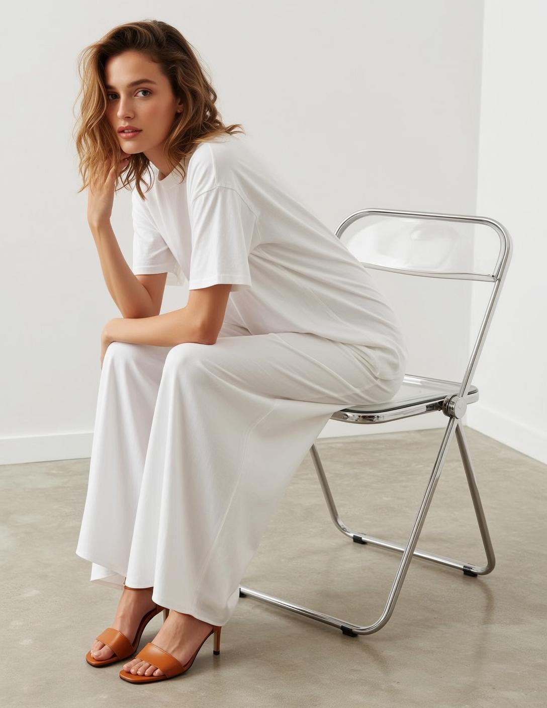 Explore Seated Modern Transparent-seated Folding Chair Chrome