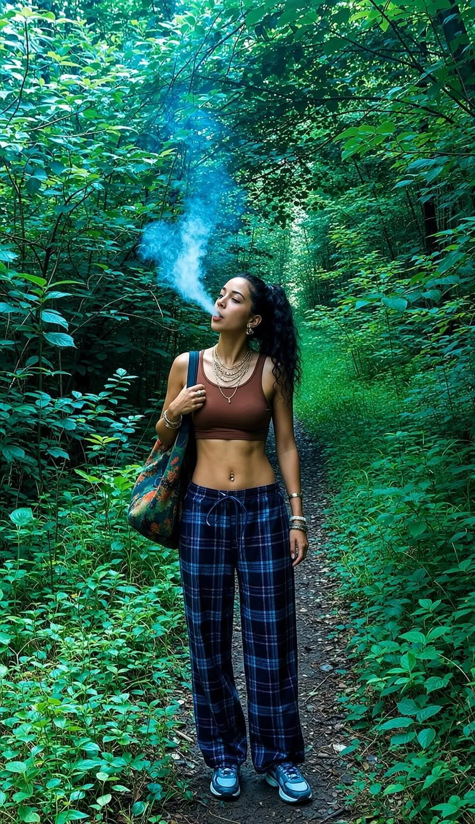 Forest Path Smoke Cinematic Dappled Sunlight