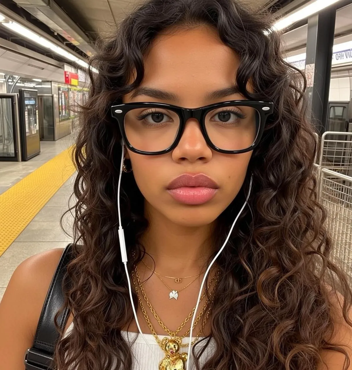Glasses Earbuds Street Portrait