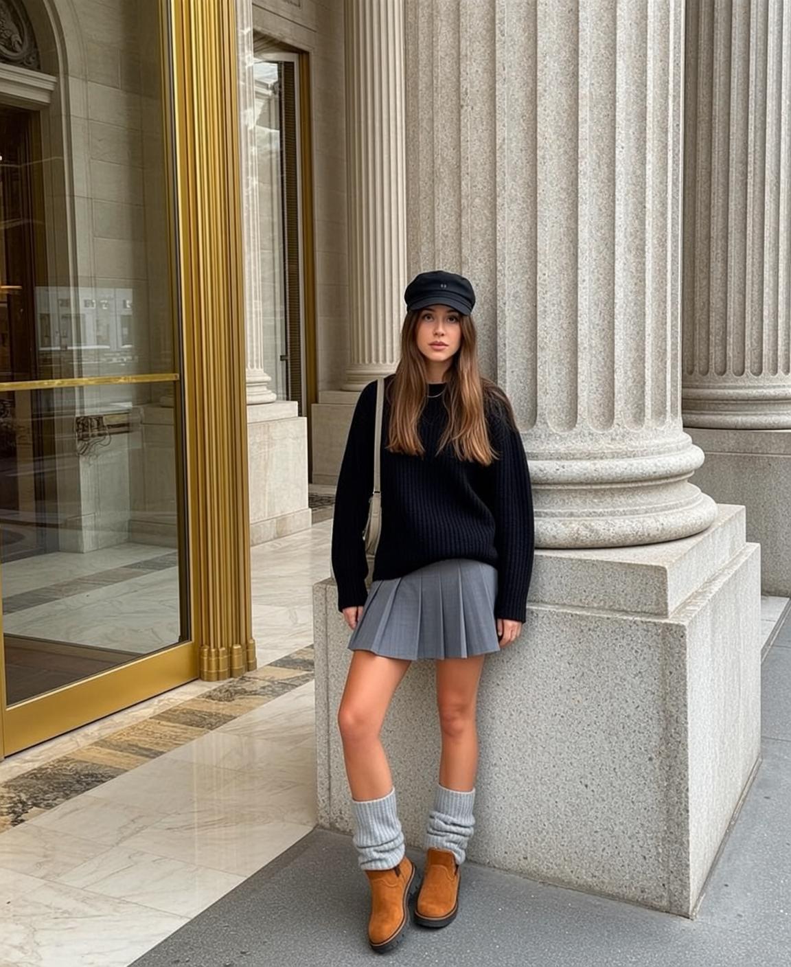 Newsboy Cap Column Street Outfit