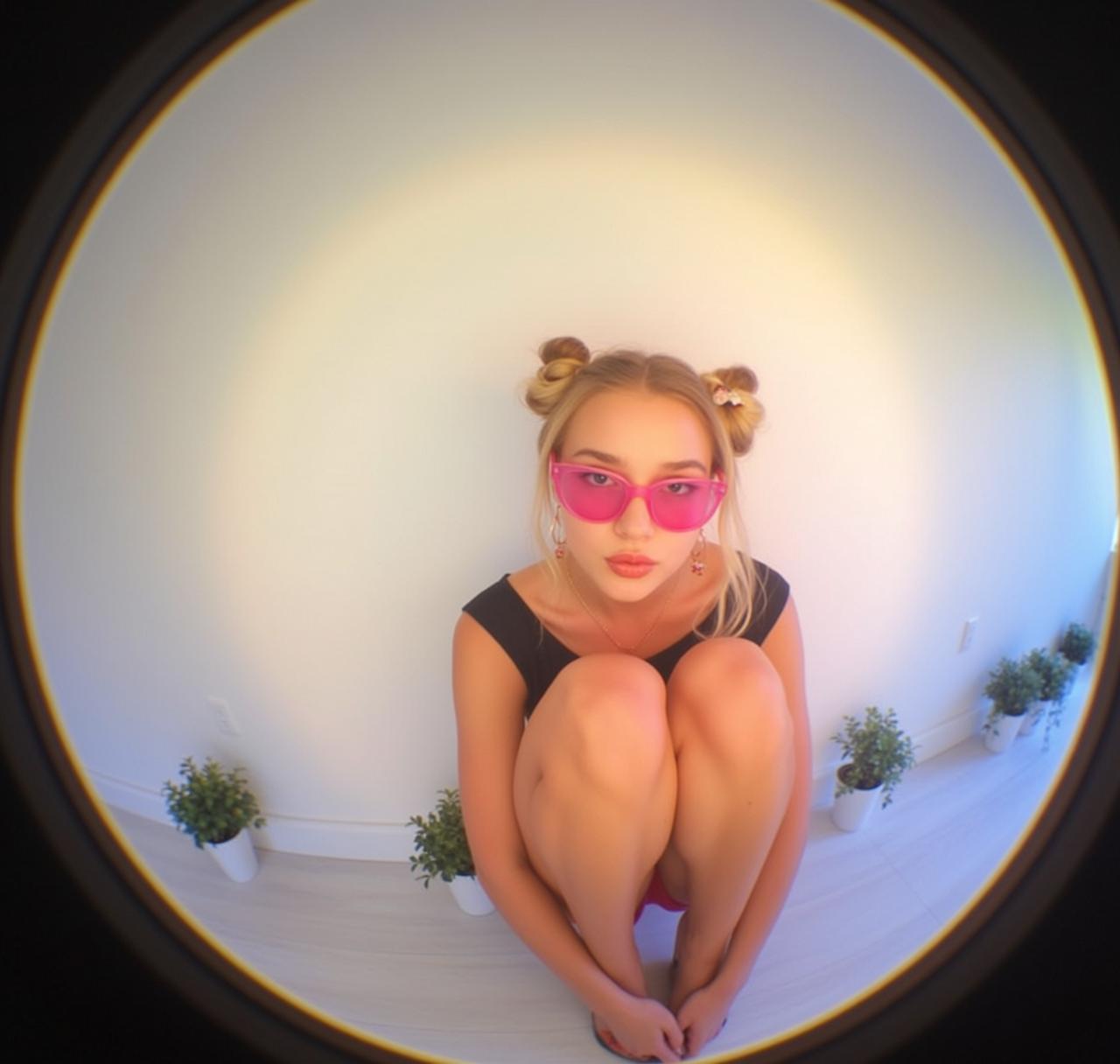 Fisheye Young Blonde Styled Two Buns Fair