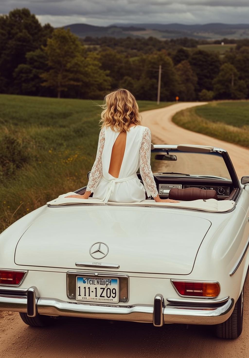 White Dress Convertible Road
