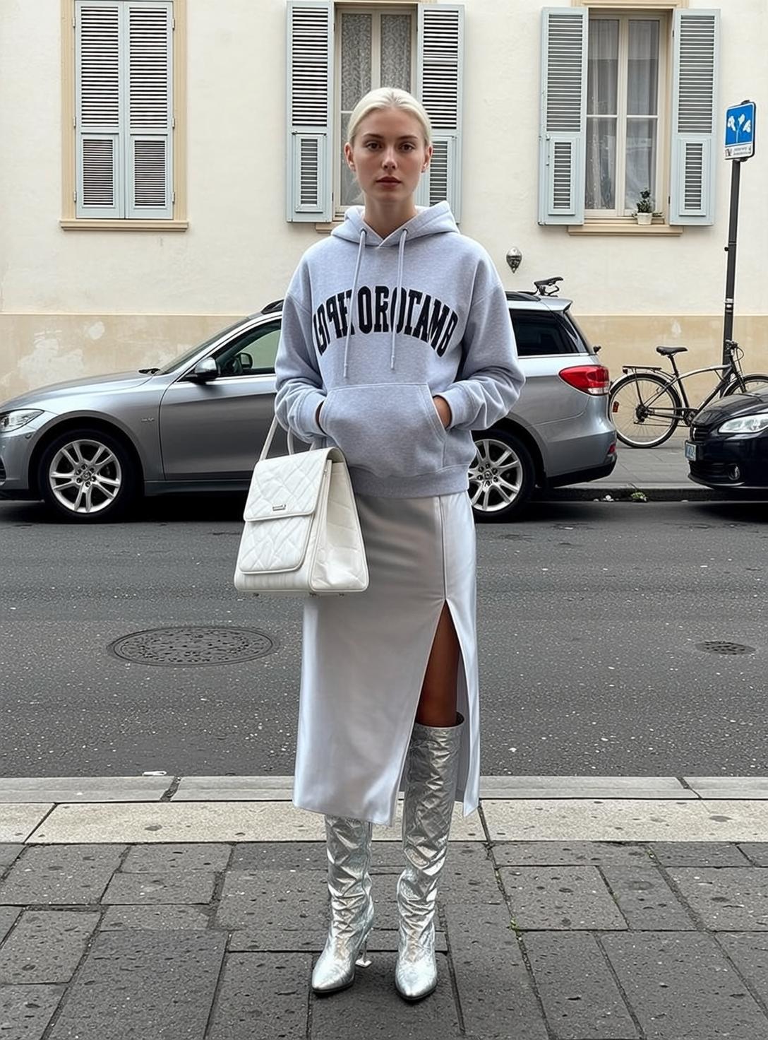 Hoodie Satin Skirt Street