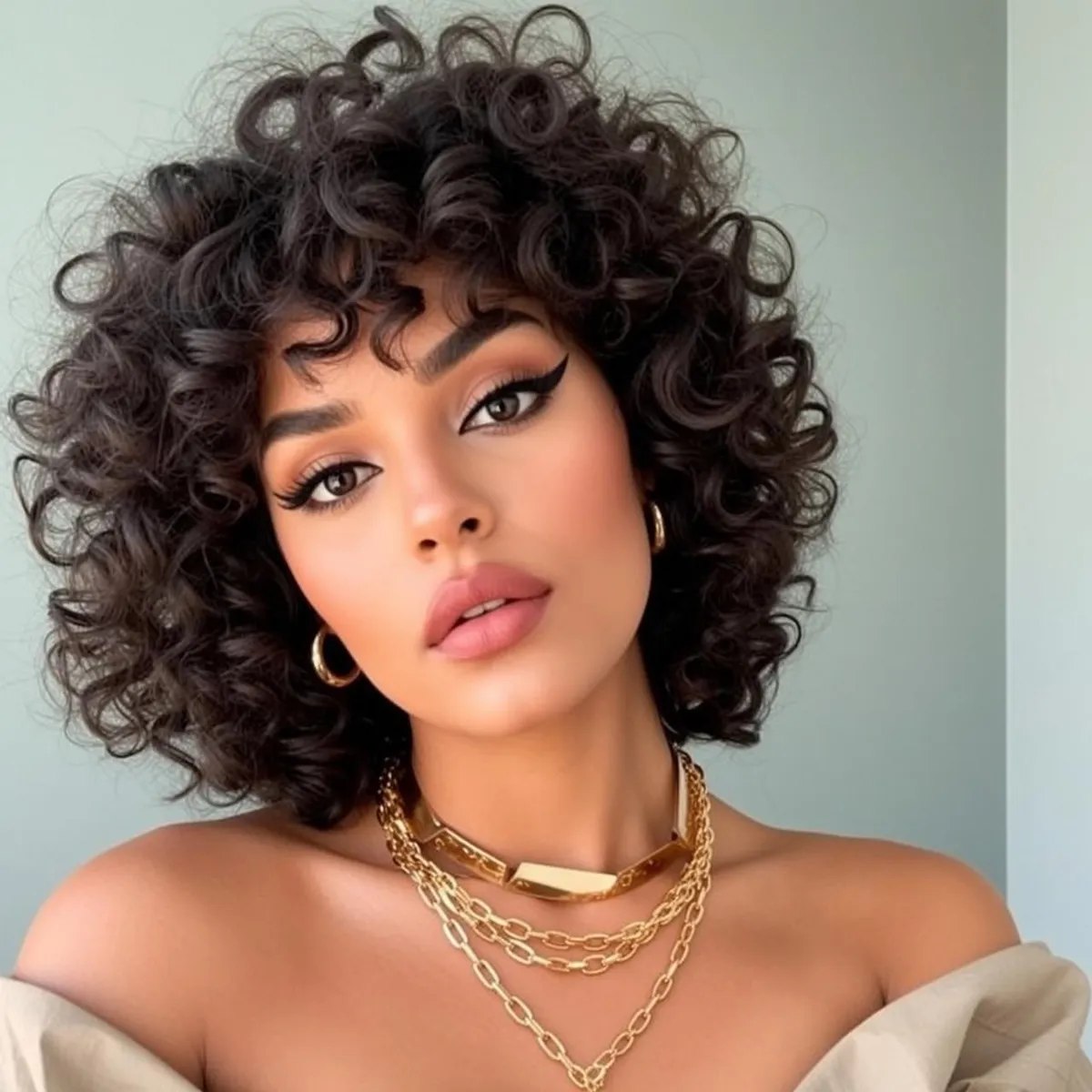 Hair Salon Young Dark Curly Shoulder-length Medium-toned