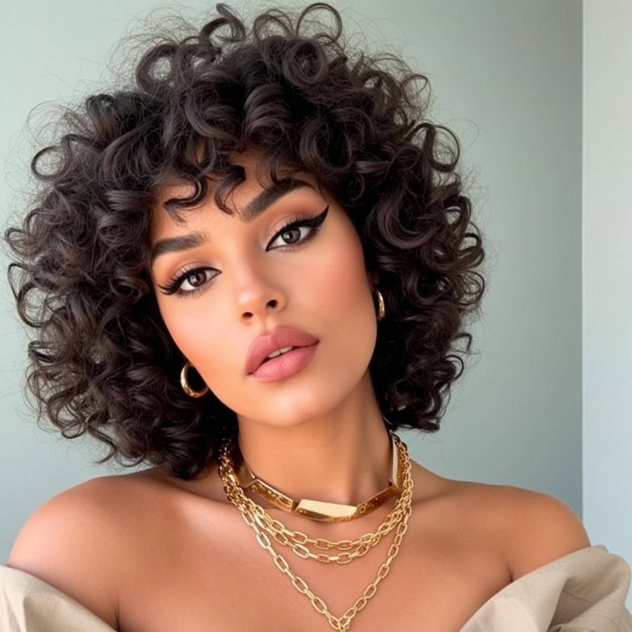 Hair Salon Young Dark Curly Shoulder-length Medium-toned