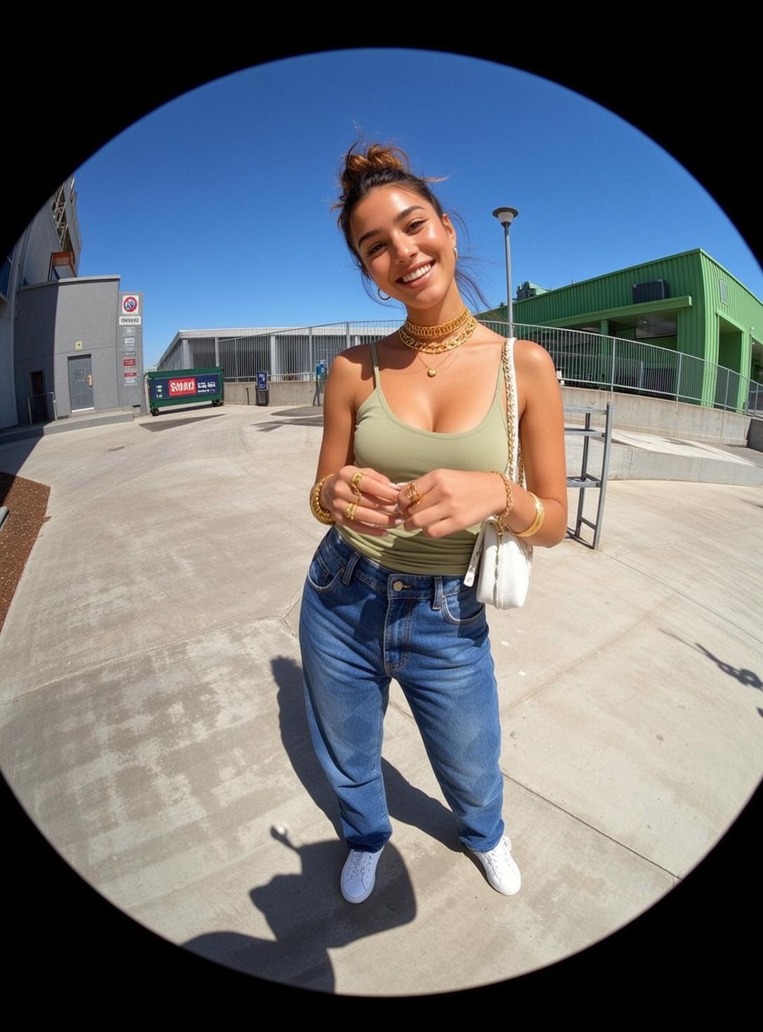 Olive Tank Urban Smile Portrait