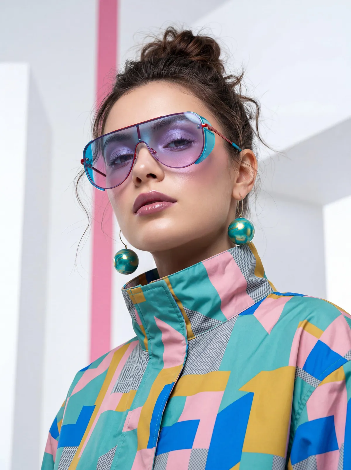 Sunglasses Makeup And Earrings In Studio Portrait