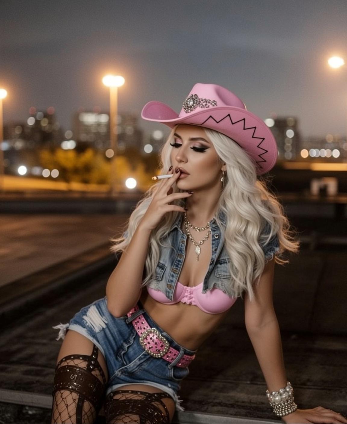 Pink Bra Denim Vest