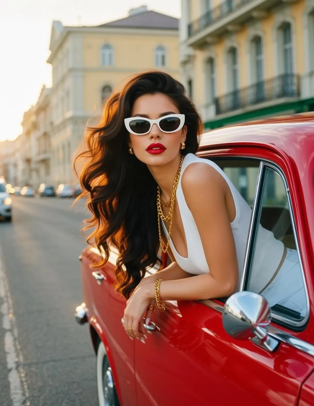 Sunglasses Earrings Necklace Bracelets And Rings In Street Portrait