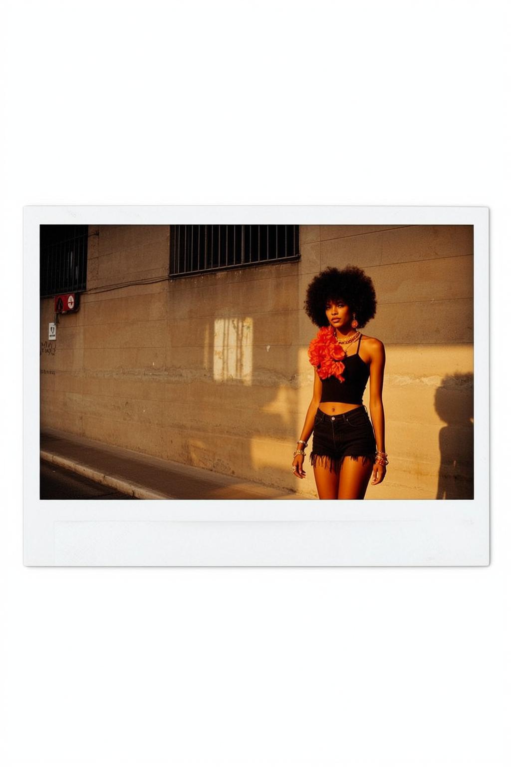 Afro Street Portrait With Flowers