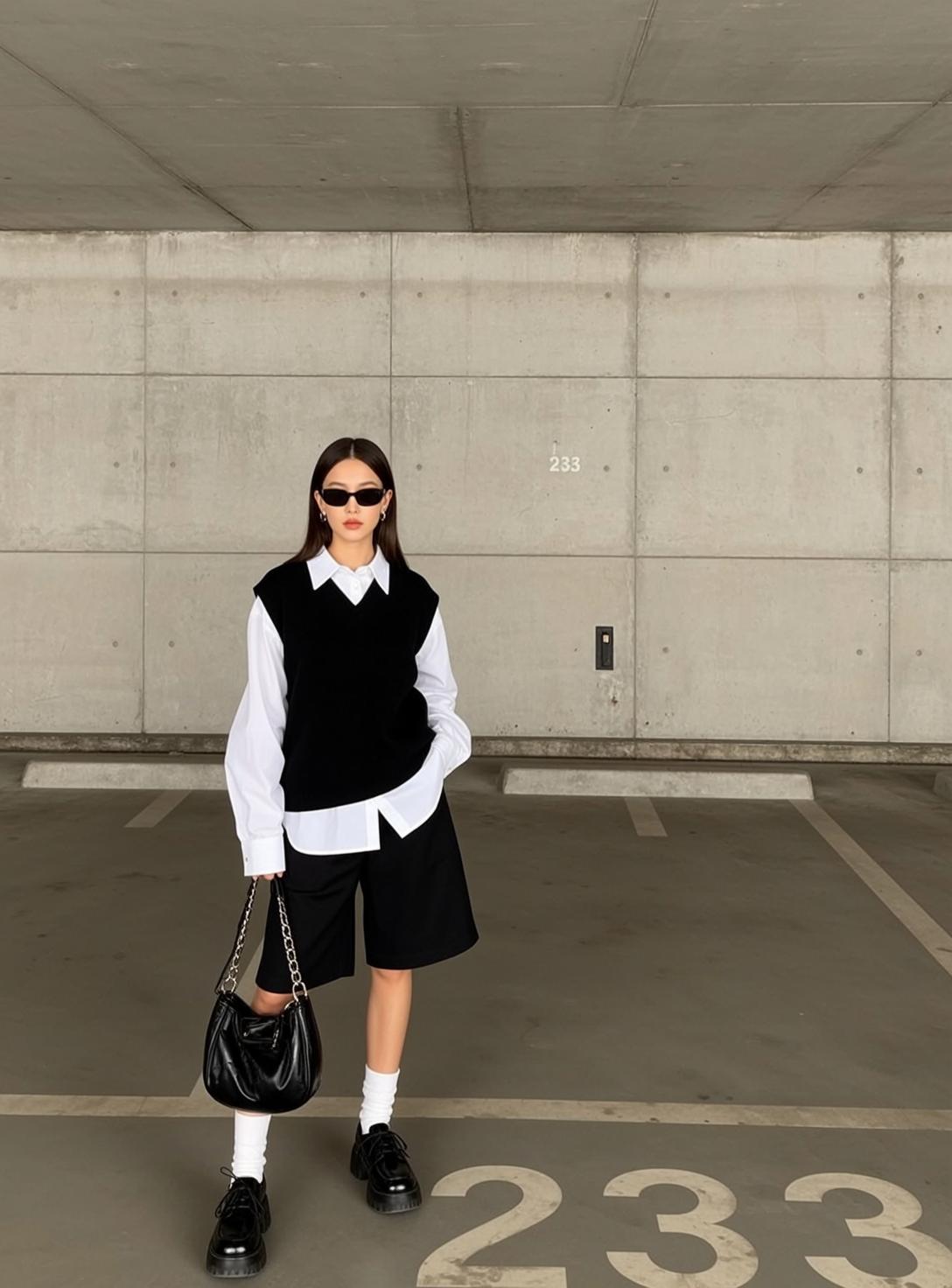 White Shirt and Black Vest Garage