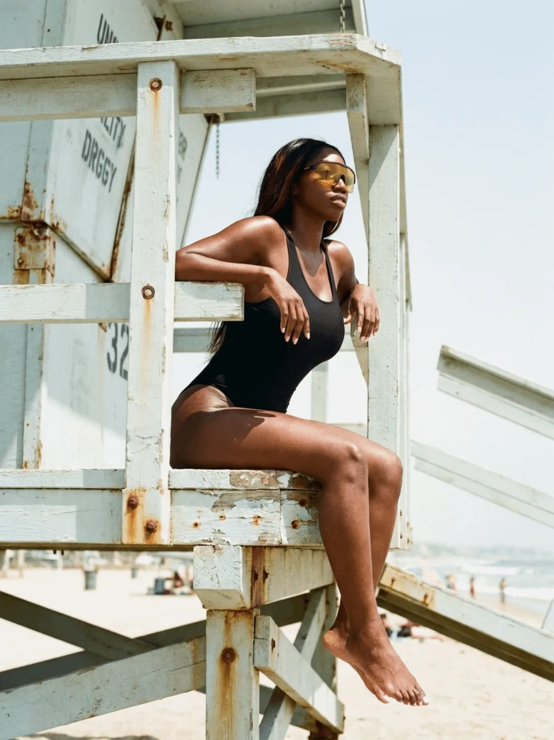Sunglasses Coastal Lifeguard Tower Summer Afternoon Editorial Photograph