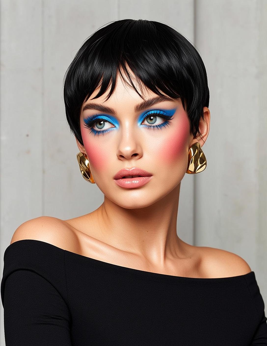 Pixie Cut Woman Gold Earrings Studio Fashion