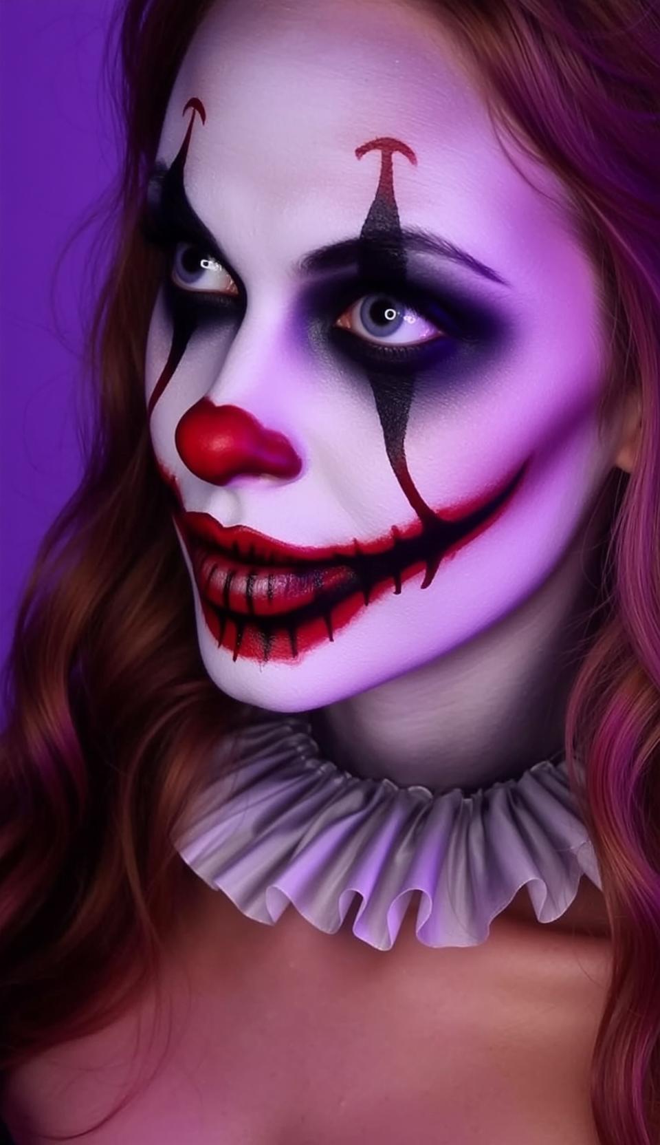 Menacing Clown in Purple Light