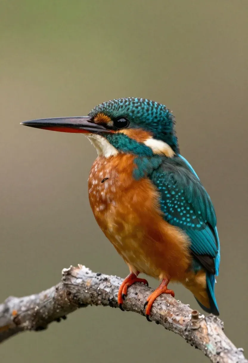 Photorealistic Close-up Kingfisher Perched Branch Subject Vibrant Kingfisher With Iridescent
