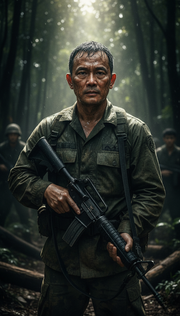 A soldier in standard mode, showcasing realistic tactical gear in a dynamic pose.