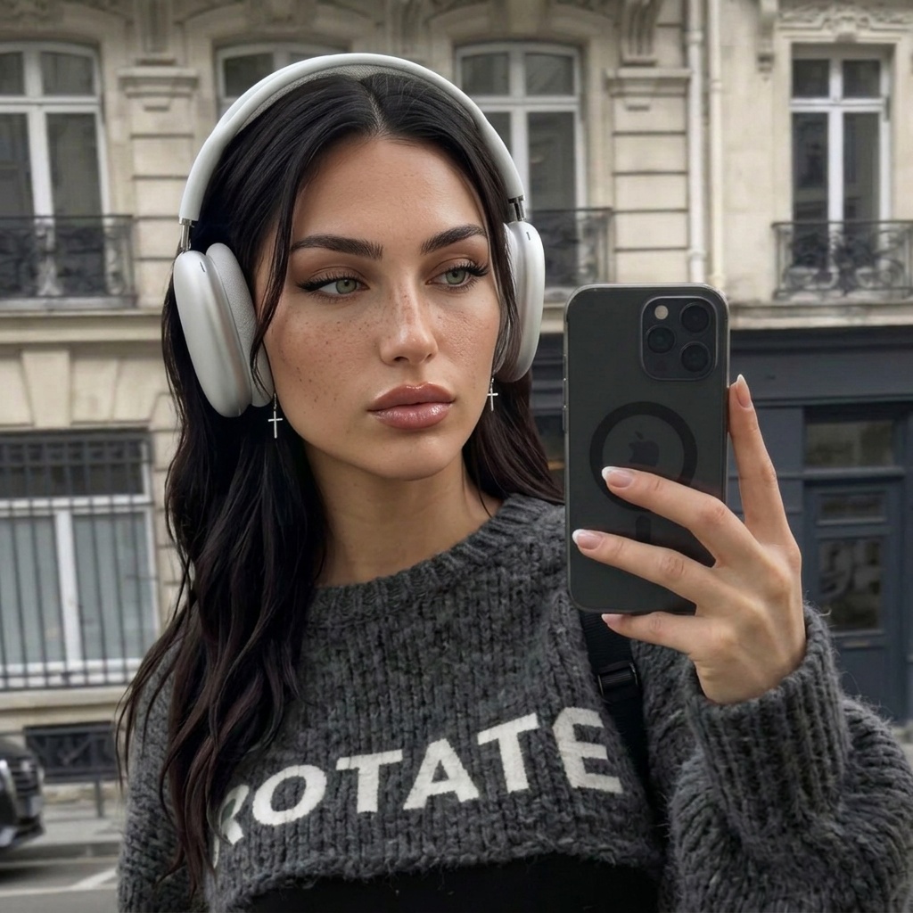 Large White Over Ear Headphones And Grey In Right Hand