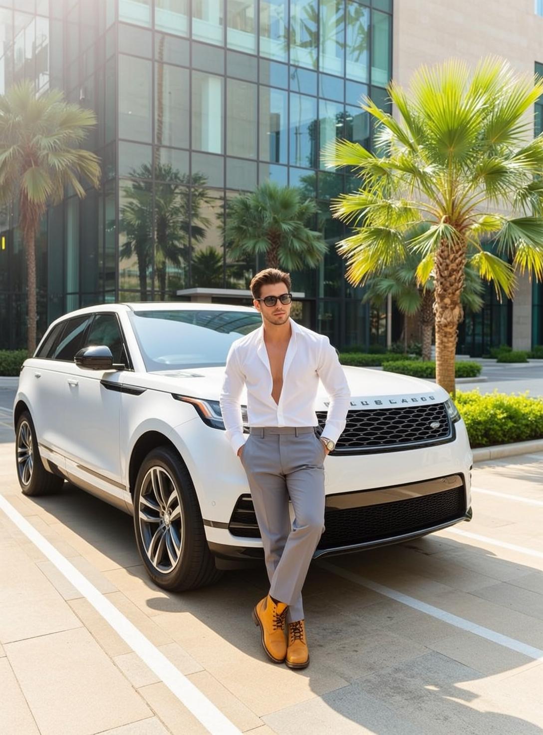 Open Shirt Car Lean