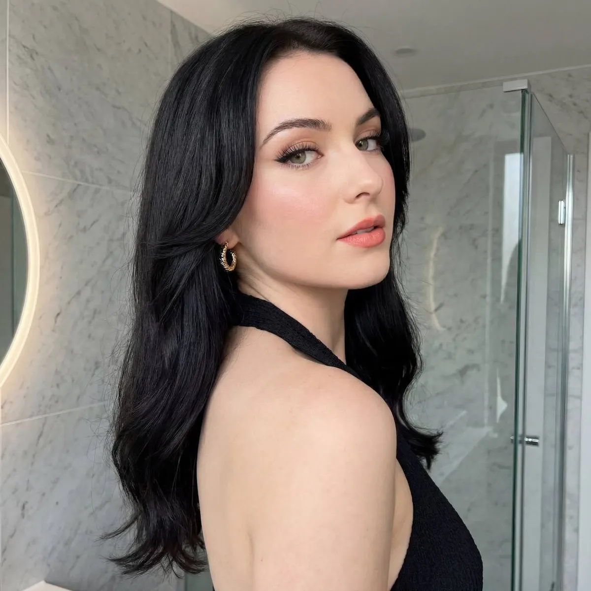 Makeup And Earrings In Bathroom Portrait