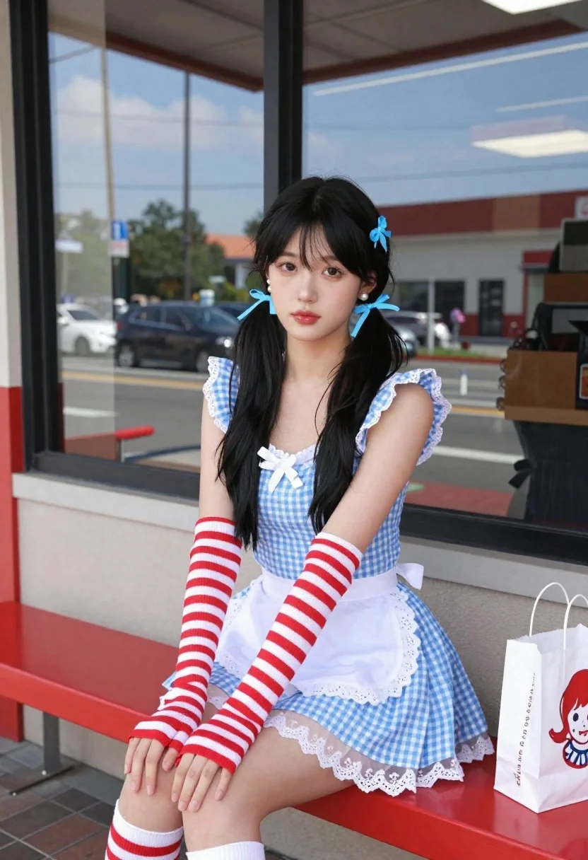 Medium And Overall Scene Candid Outdoor Portrait Young Woman Sitting reference photo