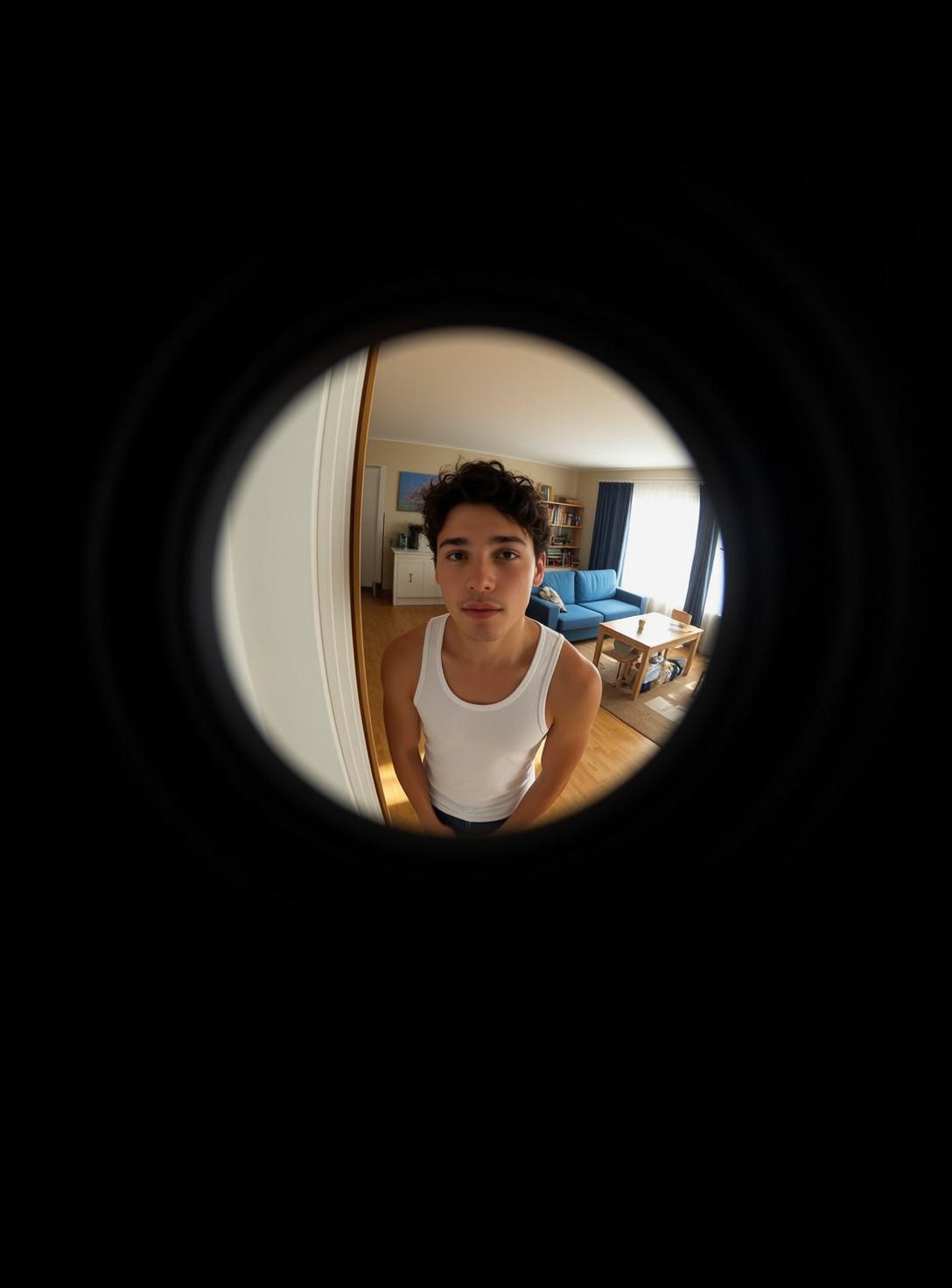 Fisheye Young Dark Curly Light White Tank