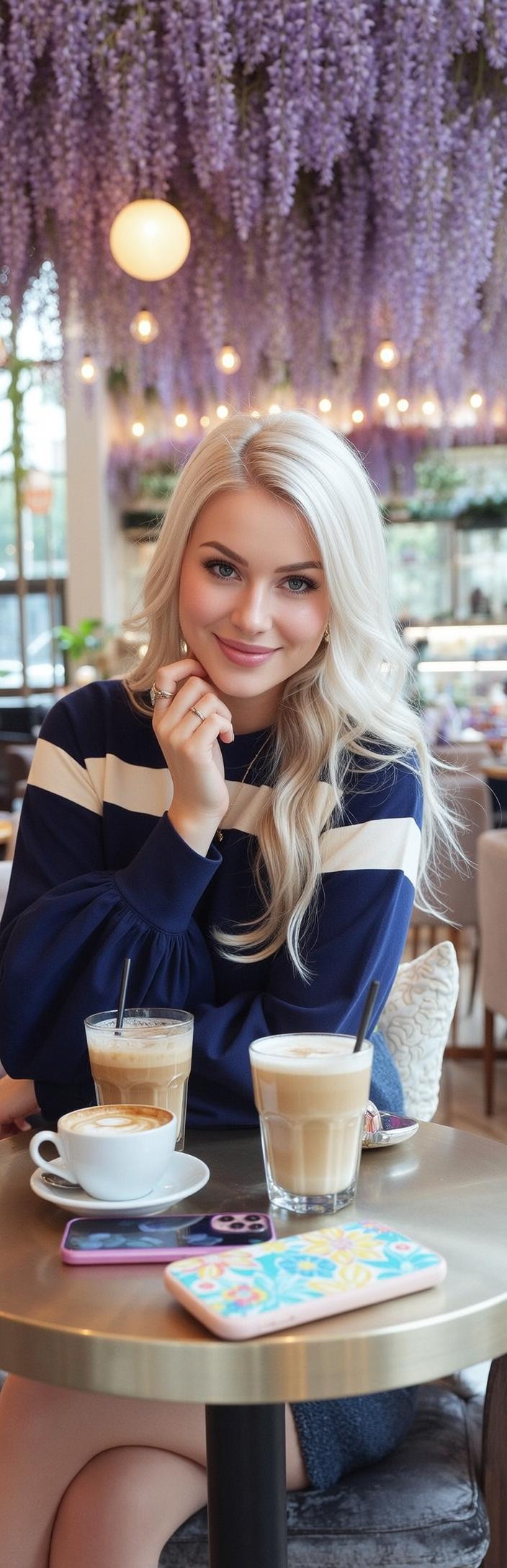 Luxury Young Long Wavy Blonde Fair Navy