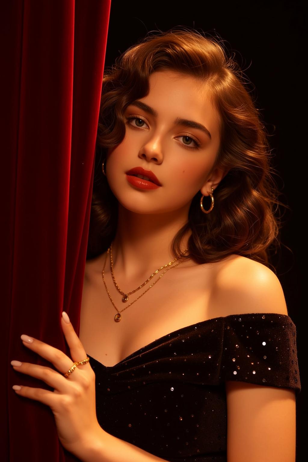 Velvet Curtain Sequined Dress