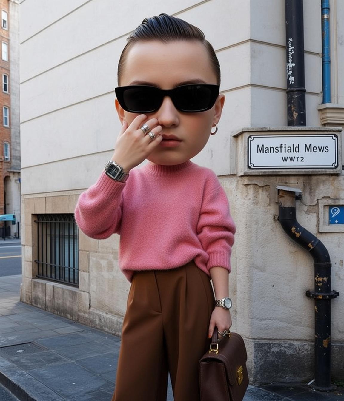 Creative Large Head Small Body Dark Slicked