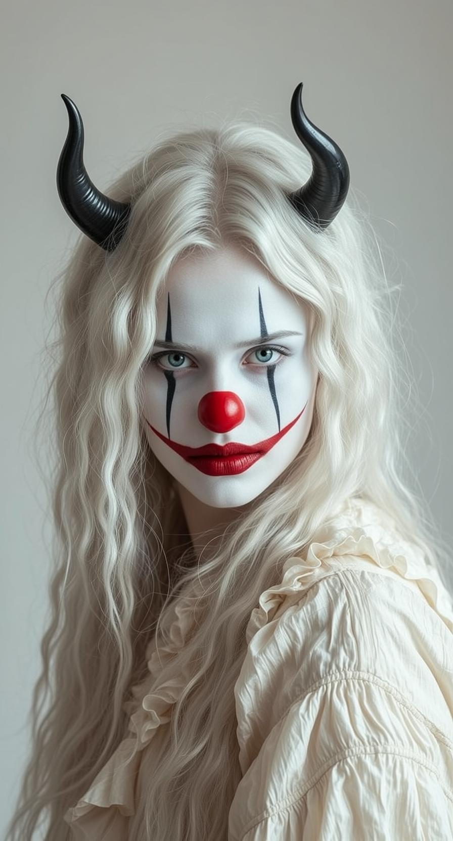 Dramatic Clown Horns Portrait