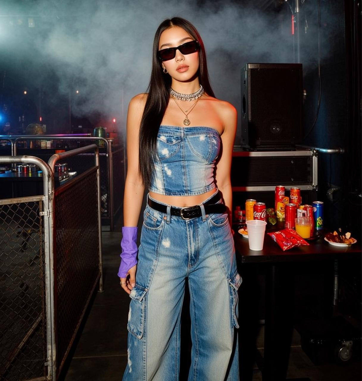 Denim Corset Cargo Pants