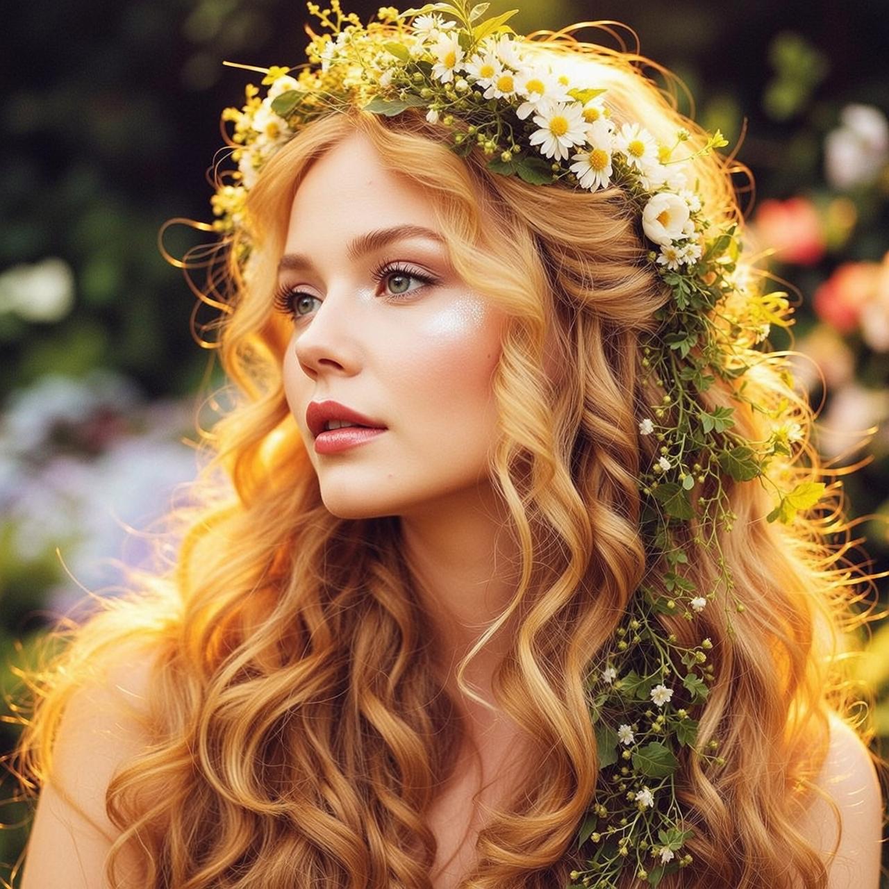 Fairycore Young Long Wavy Blonde Fair Subtle