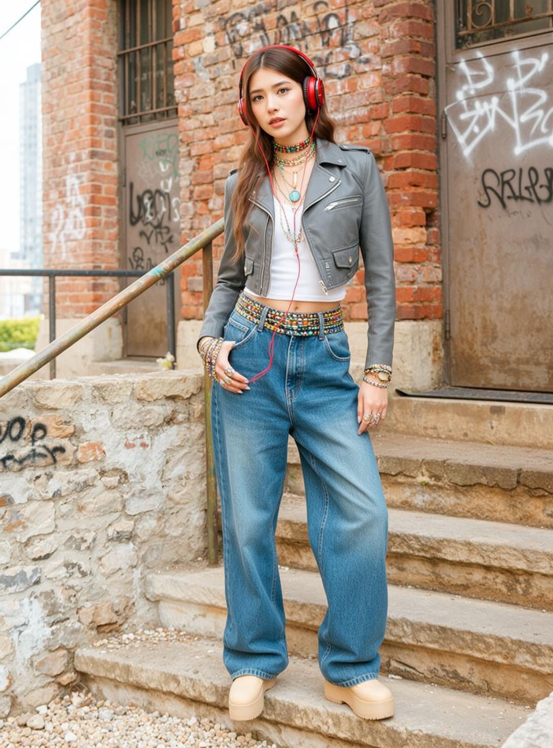 White Crop Top and Jeans Alleyway