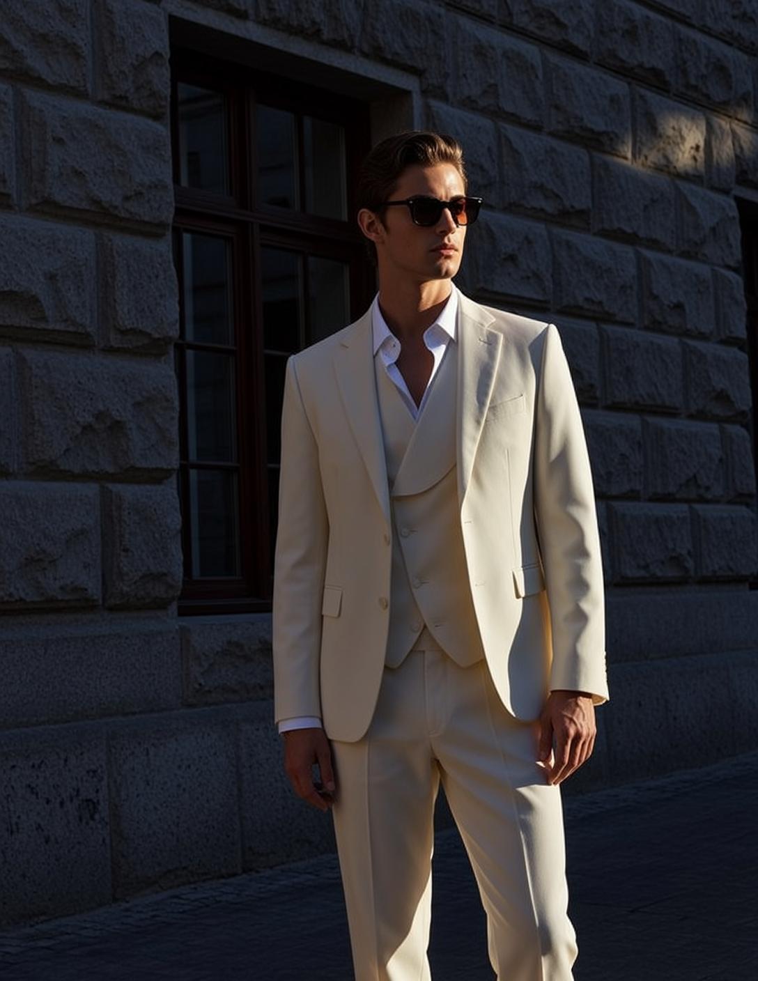 Young Brown Styled Light White Dress Shirt