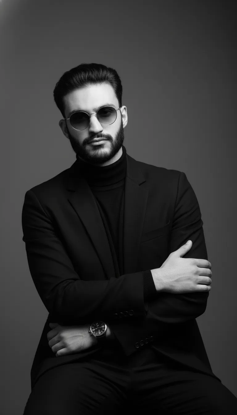 Sunglasses In Monochrome Studio Portrait