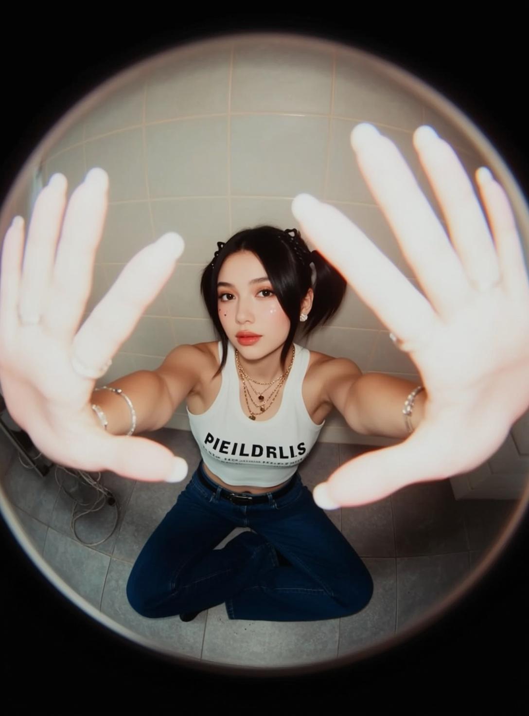 Fisheye Young Black Styled Pigtails Small Bows