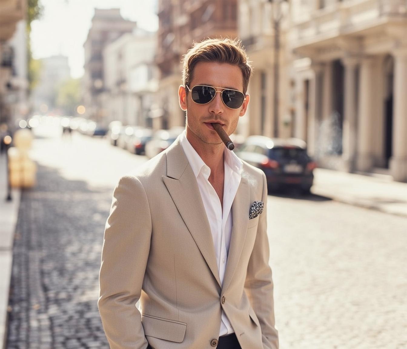 Short Blond Styled Light White Dress Shirt